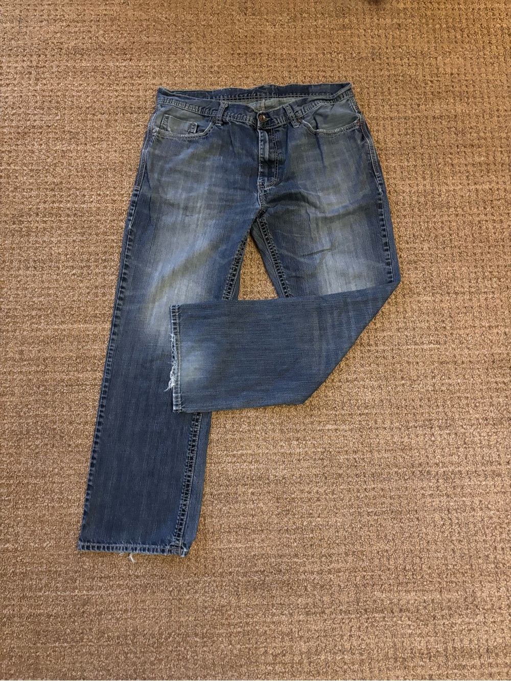 Relaxed Fit Washed Blue Men's Jeans